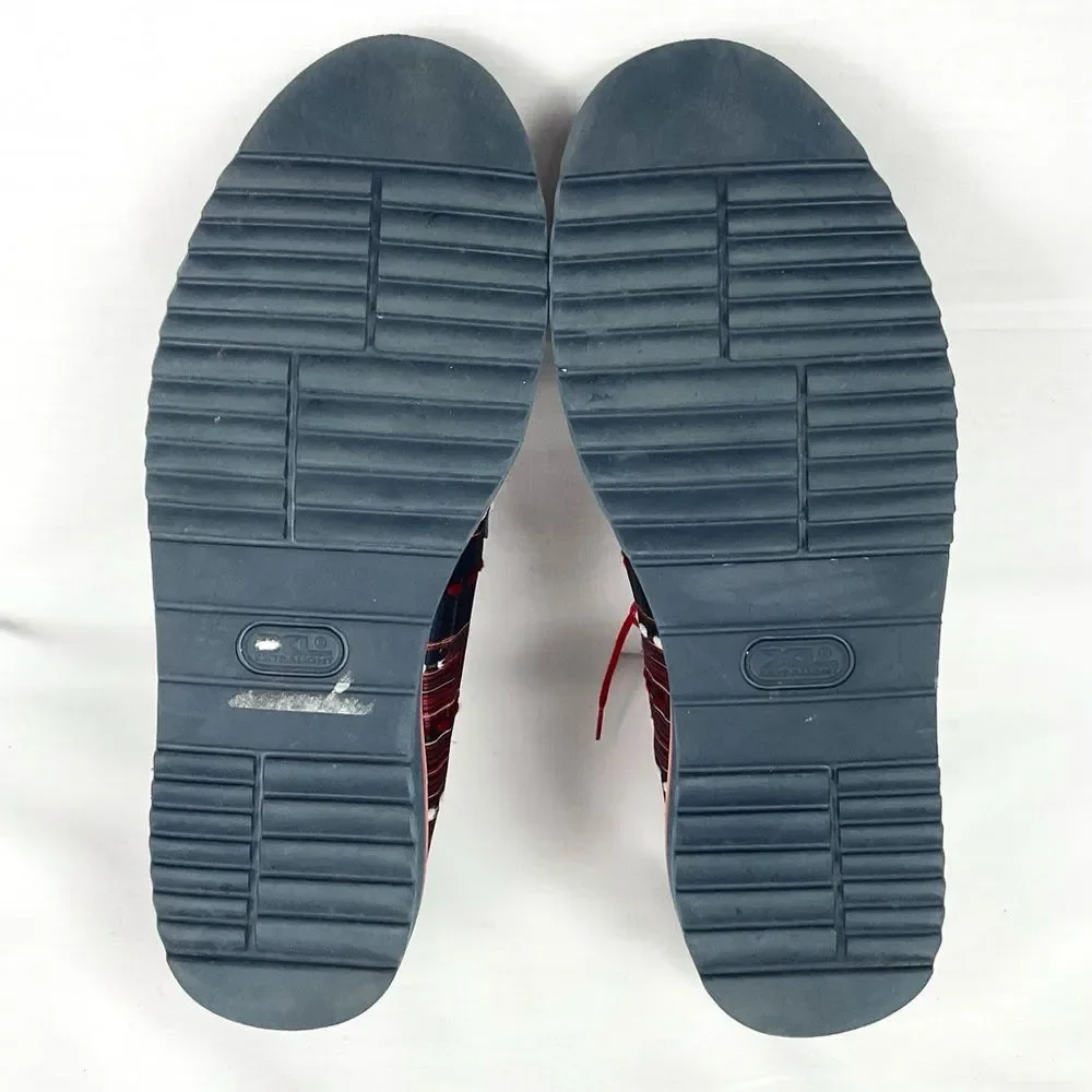 Zull Yakard Textile Oxfords Blue & Red Shoes Mens Size 8.5 Derby Lace-Up